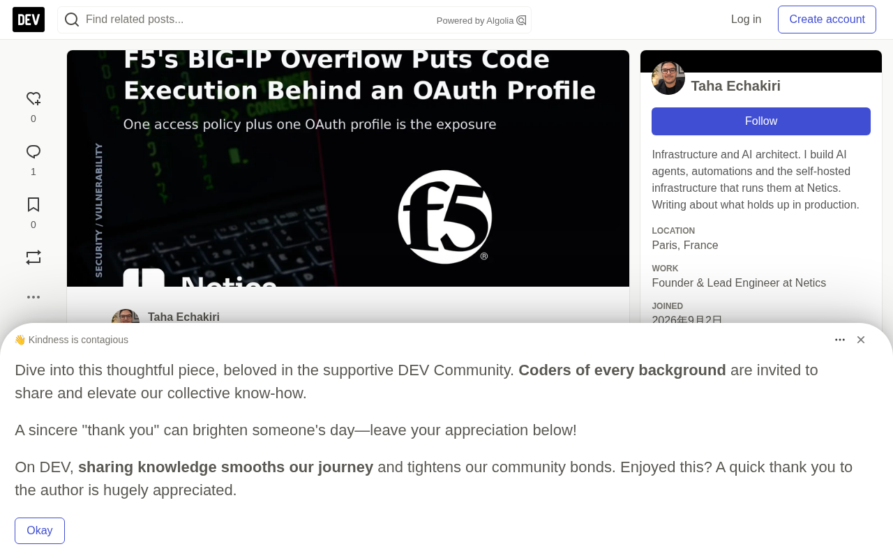 F5 BIG-IP APM Critical Vulnerability CVE-2026-94127: Unauthenticated Remote Code Execution via OAuth Configuration