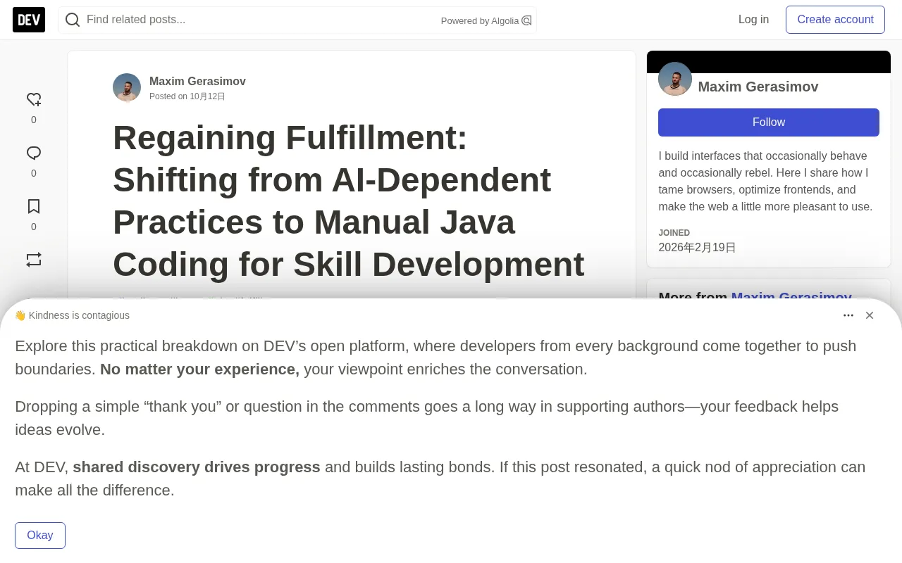 Reclaiming the Craft: A Developer's Journey Back to Handwritten Java in the Age of AI