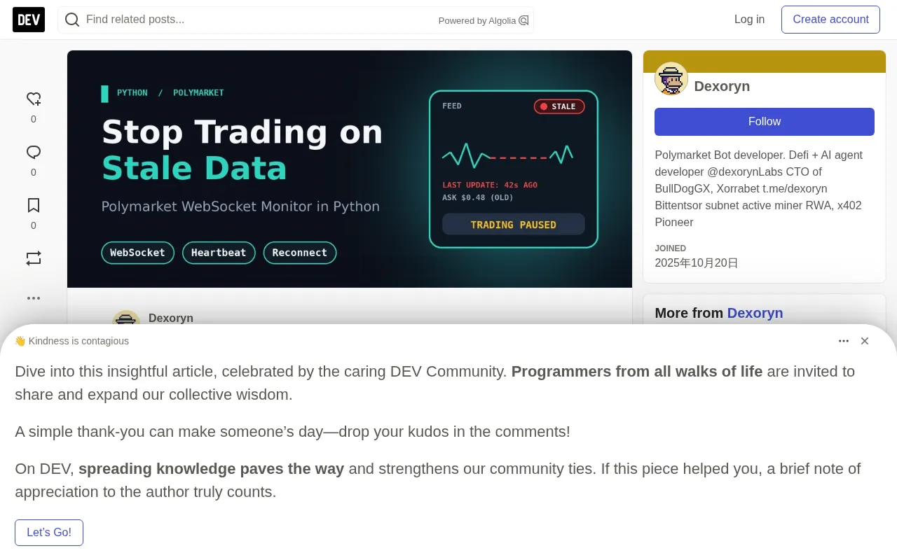 用Python构建可靠的Polymarket WebSocket行情监控器