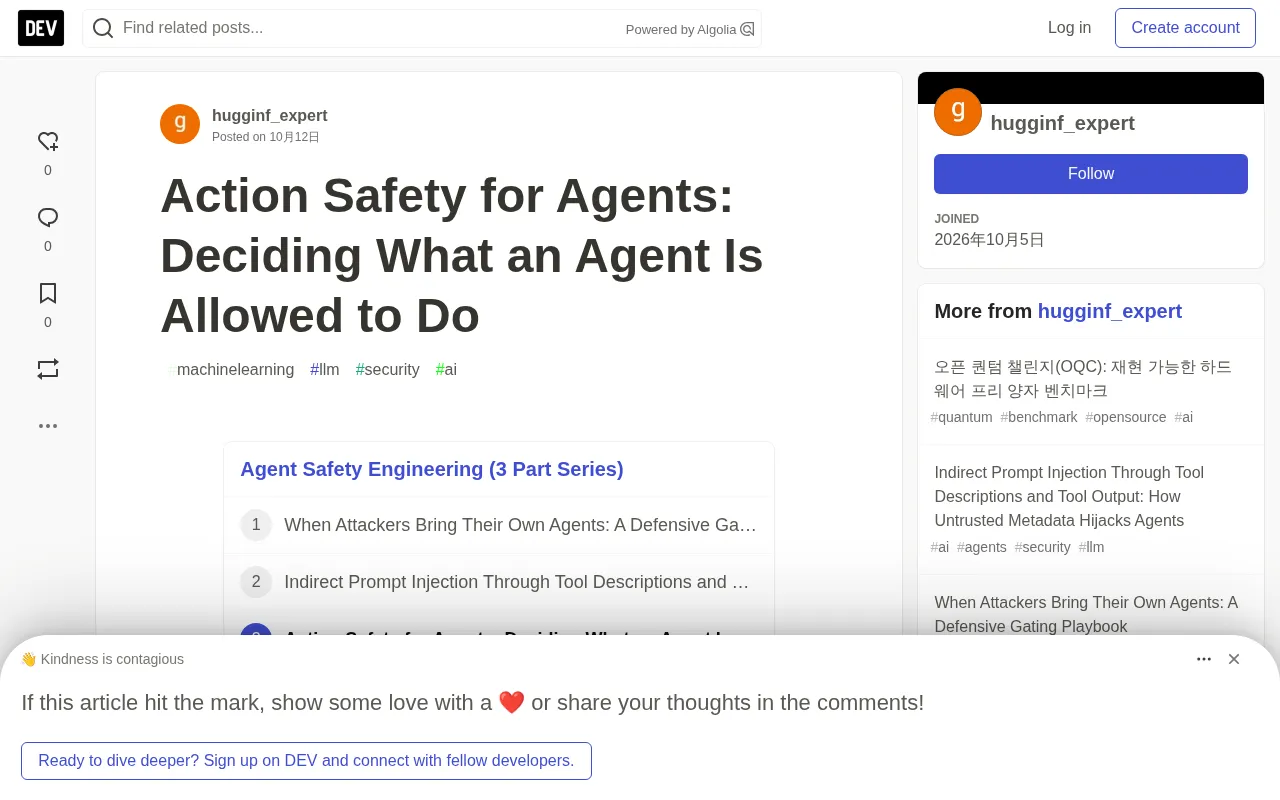 Action Safety for Agents