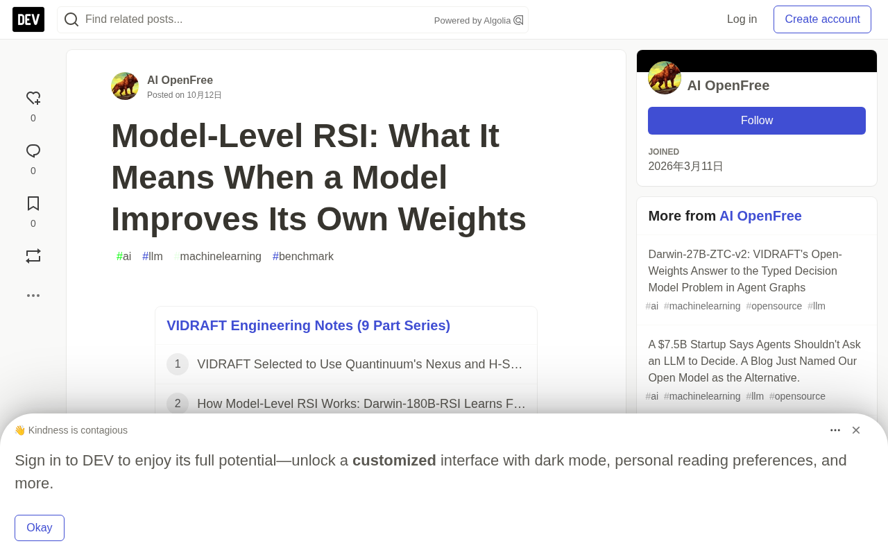 Model-Level RSI: What It Really Means When AI Starts Improving Its Own Weights