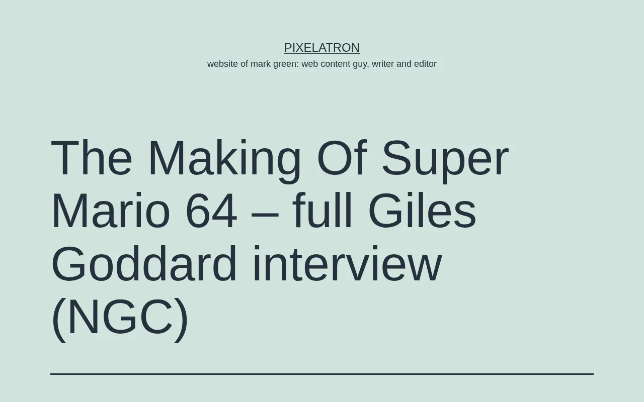 The Making Of Super Mario 64 interview source screenshot