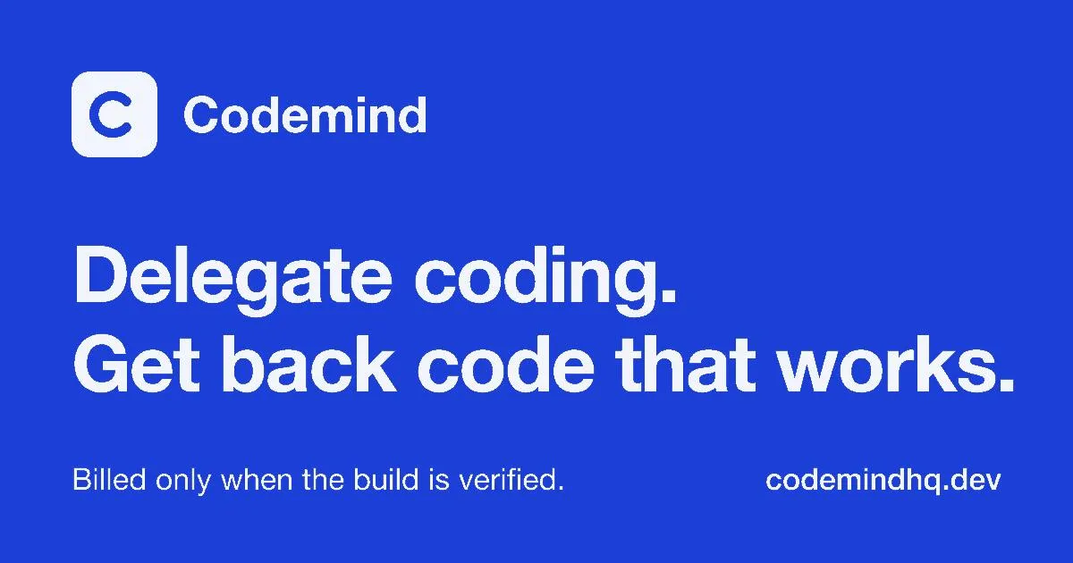 Codemind: Let AI Agents Outsource Coding Tasks with Pay-Per-Validated-Build Pricing
