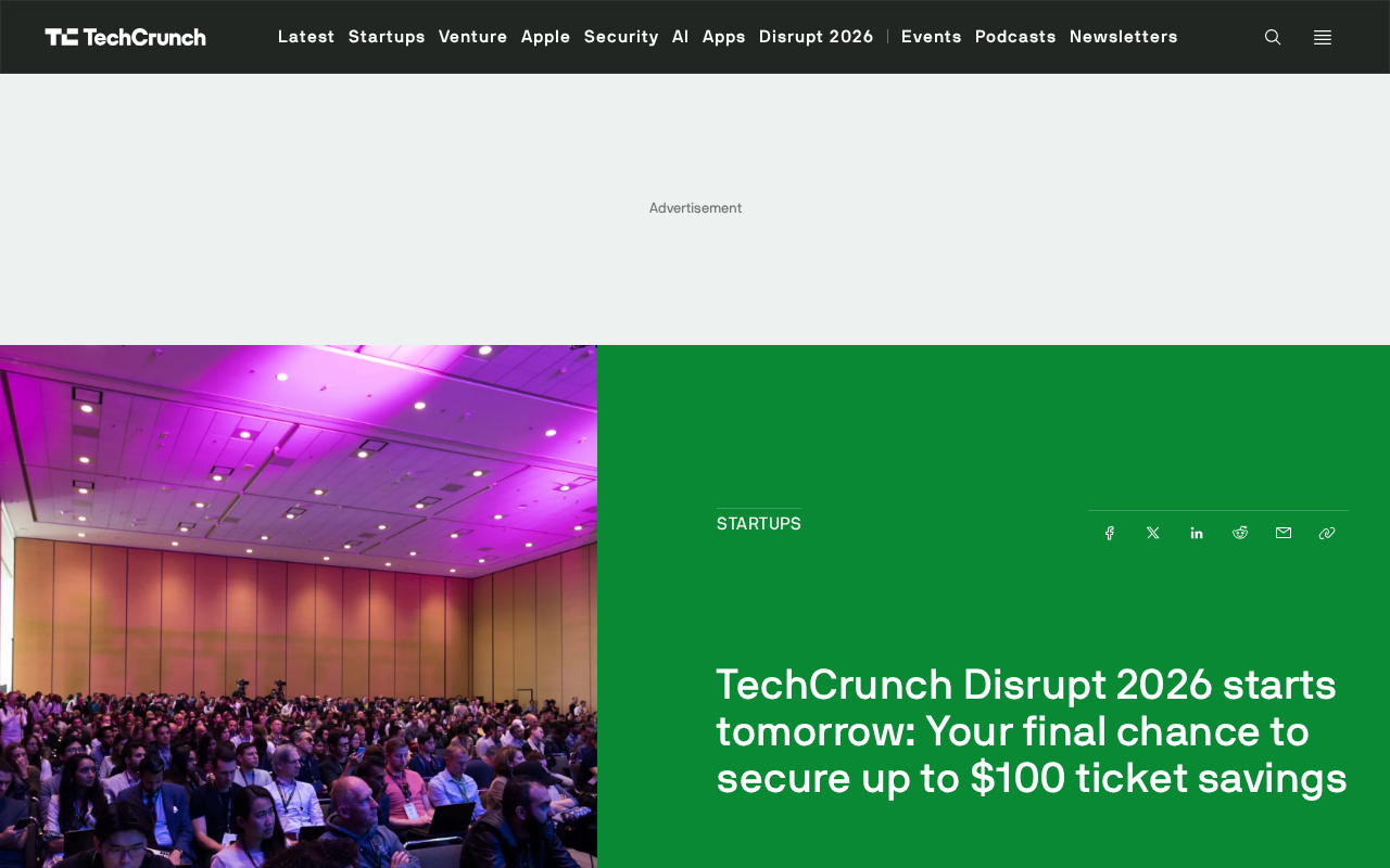 TechCrunch Disrupt 2026 明日开幕:最后24小时门票优惠