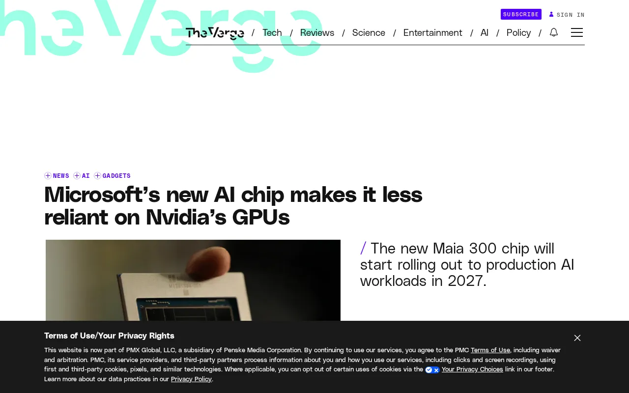 Microsoft Unveils Third-Generation Maia 300 AI Chip: Inference Cost Optimization and Accelerating the Move Away from Nvidia