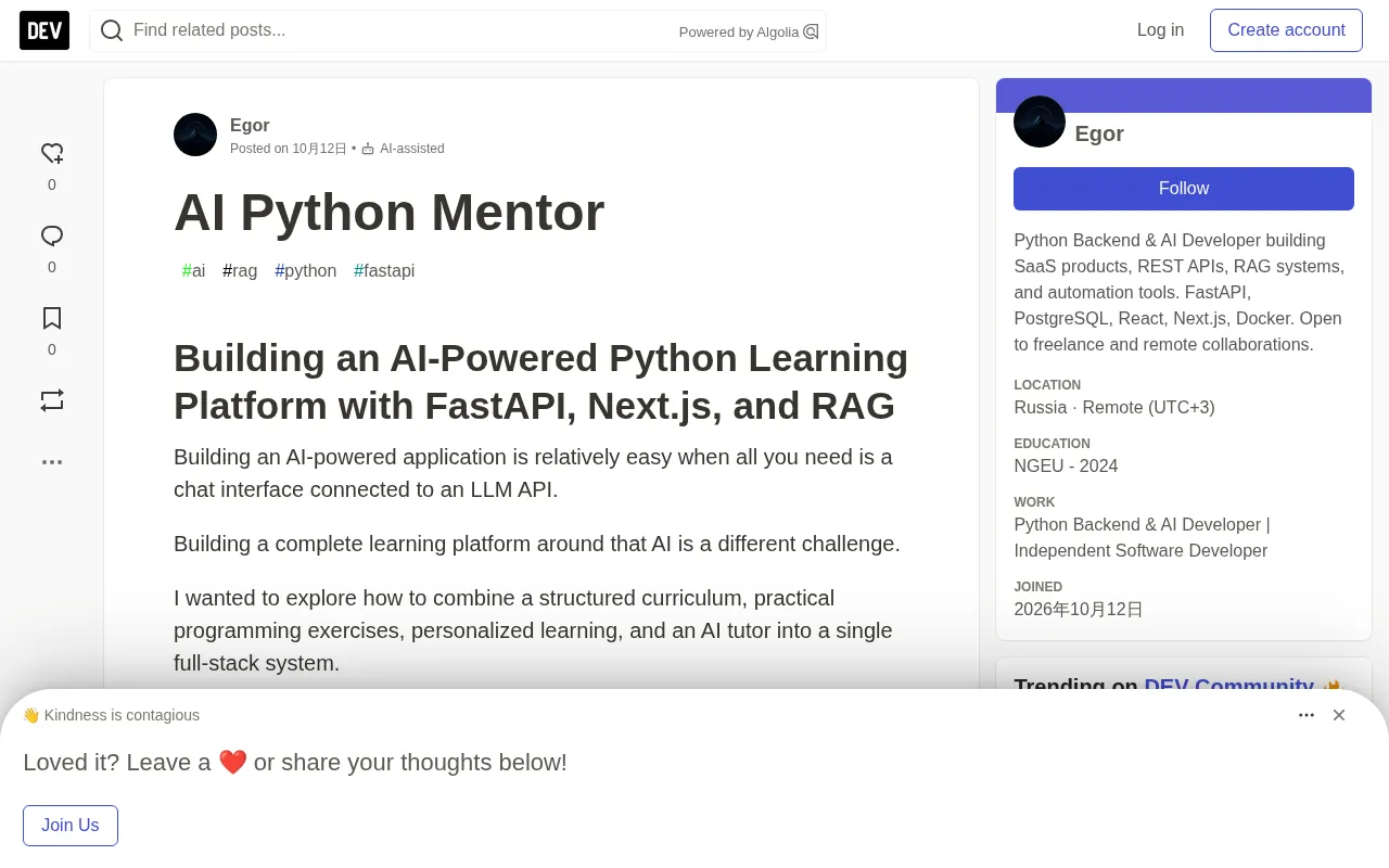 AI Python Mentor project overview
