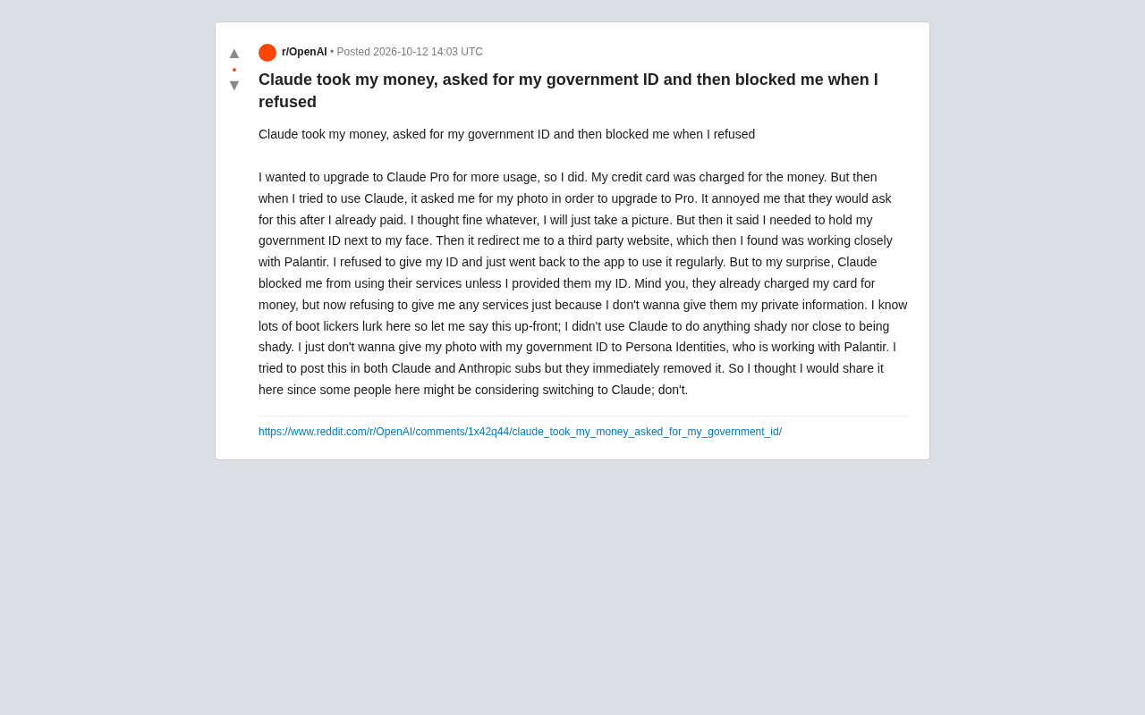 Paid for Claude Pro, Then Asked for Government ID — Refused and Got Banned