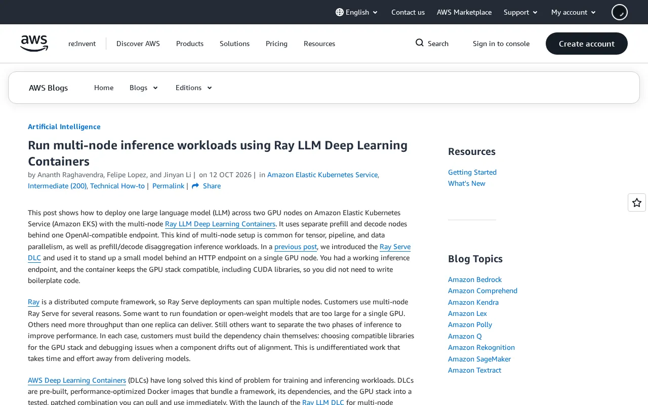 Ray LLM Containers: Deploying Large Models Across GPU Nodes on EKS
