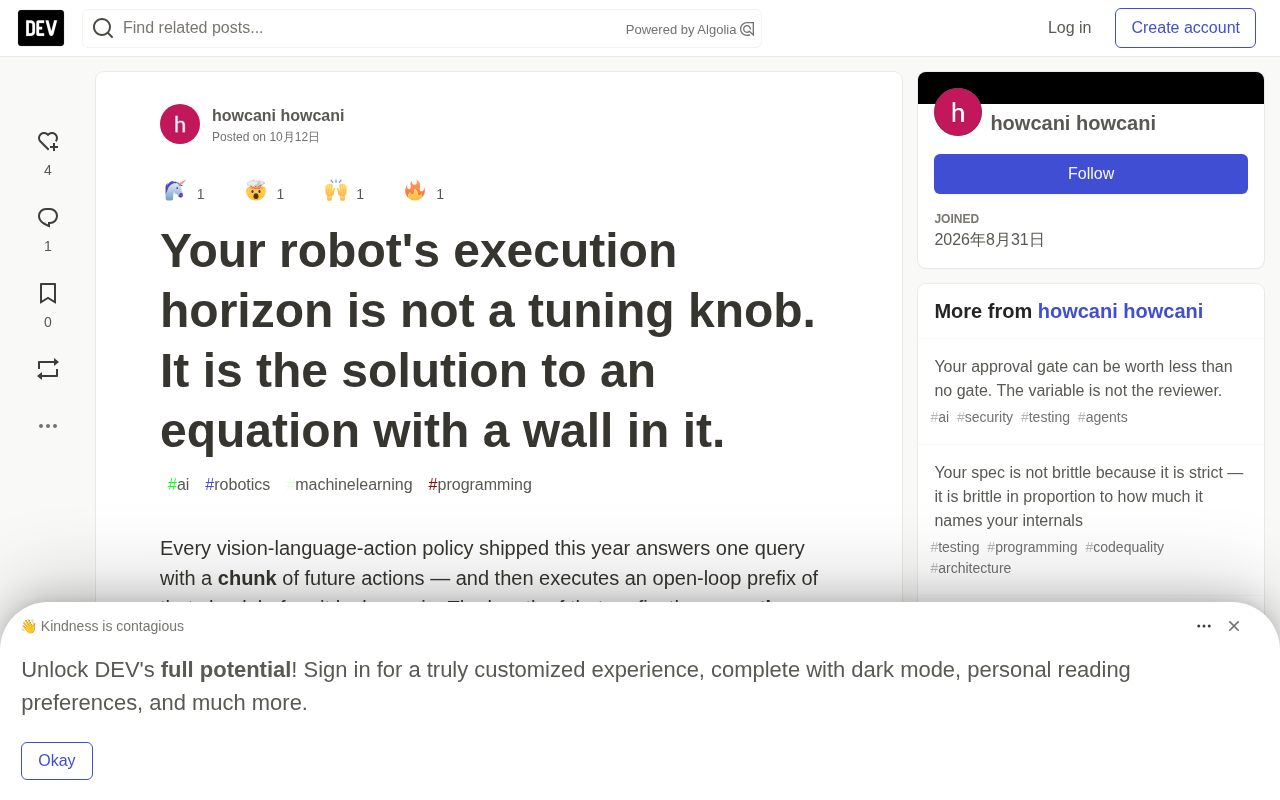 Robot Execution Horizon Is Not a Tuning Knob: A Staleness–Amortization Boundary Law