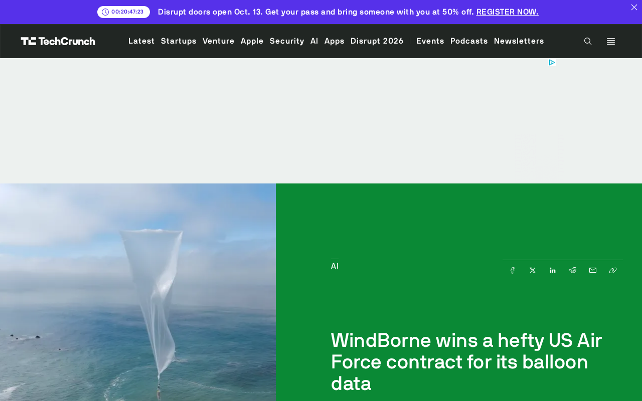 WindBorne获美国空军近5000万美元气象数据合同