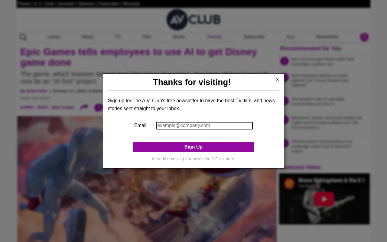 Epic Games Tells Employees to Use AI to Rush Disney Game