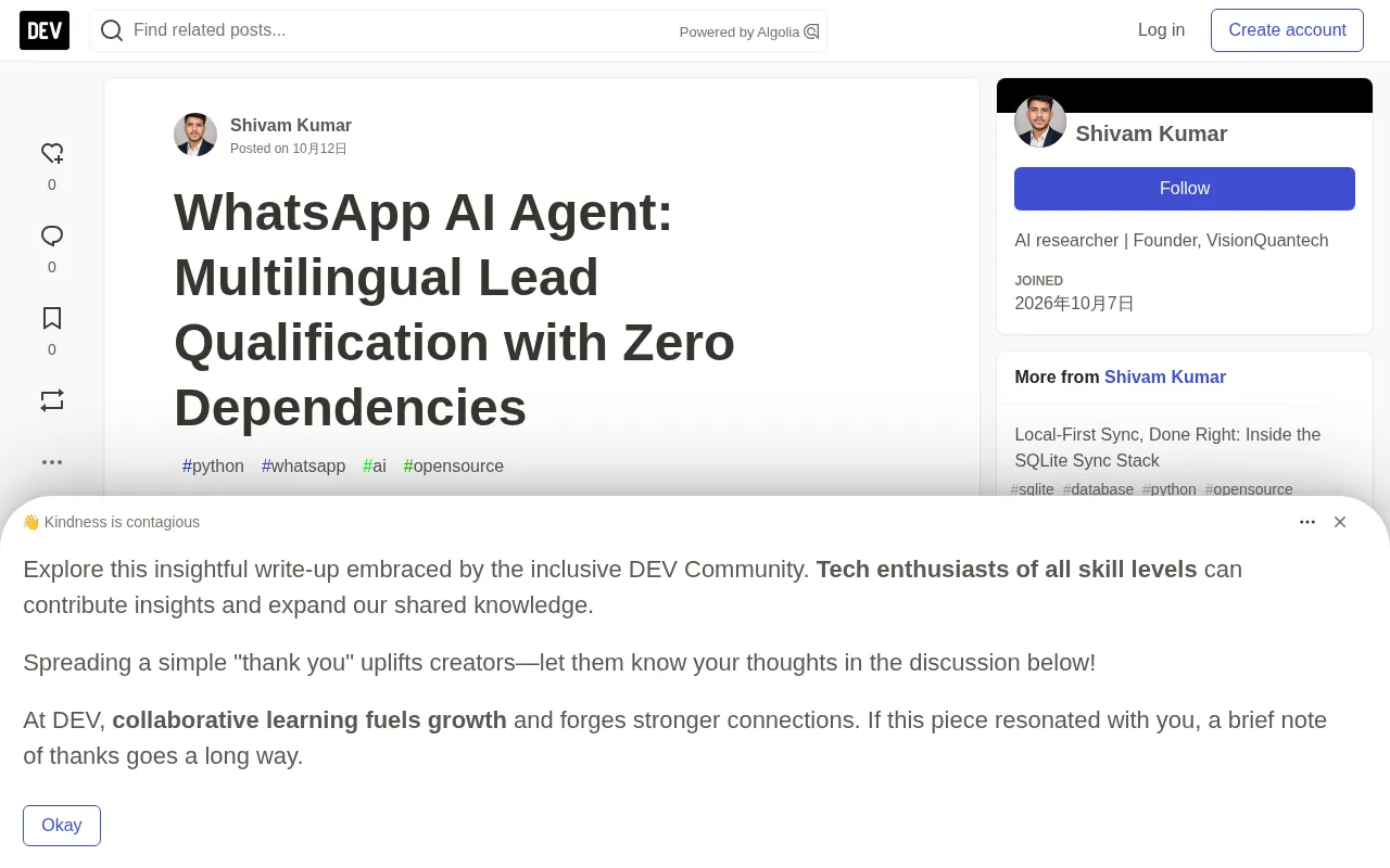 Zero-Dependency WhatsApp AI Agent: A Trilingual Lead Qualification Walkthrough