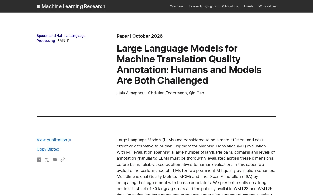 rss source: Large Language Models for Machine Translation Quality Annotation: Humans and Models Are Both Challenged