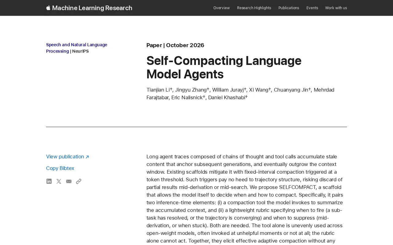 SelfCompact: Letting Language Models Decide When to Compact Their Own Context