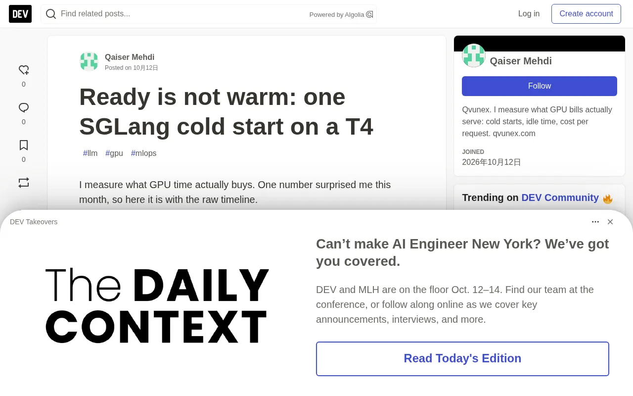 SGLang Cold Start Measured: 88% of the T4 Bill Is Spent Before the First Request