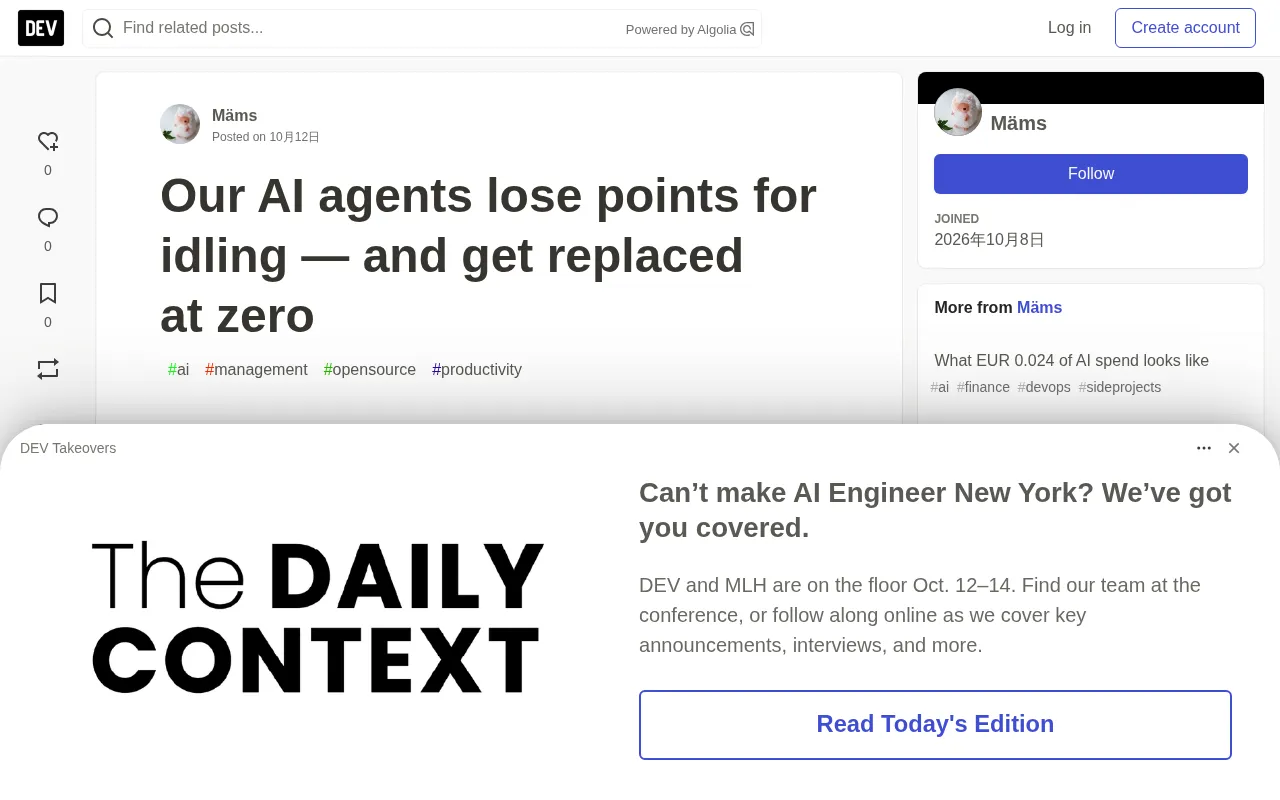 Rewarding AI Agents with Points, Penalizing Idleness: An Incentive Experiment in a Company Run Entirely by AI