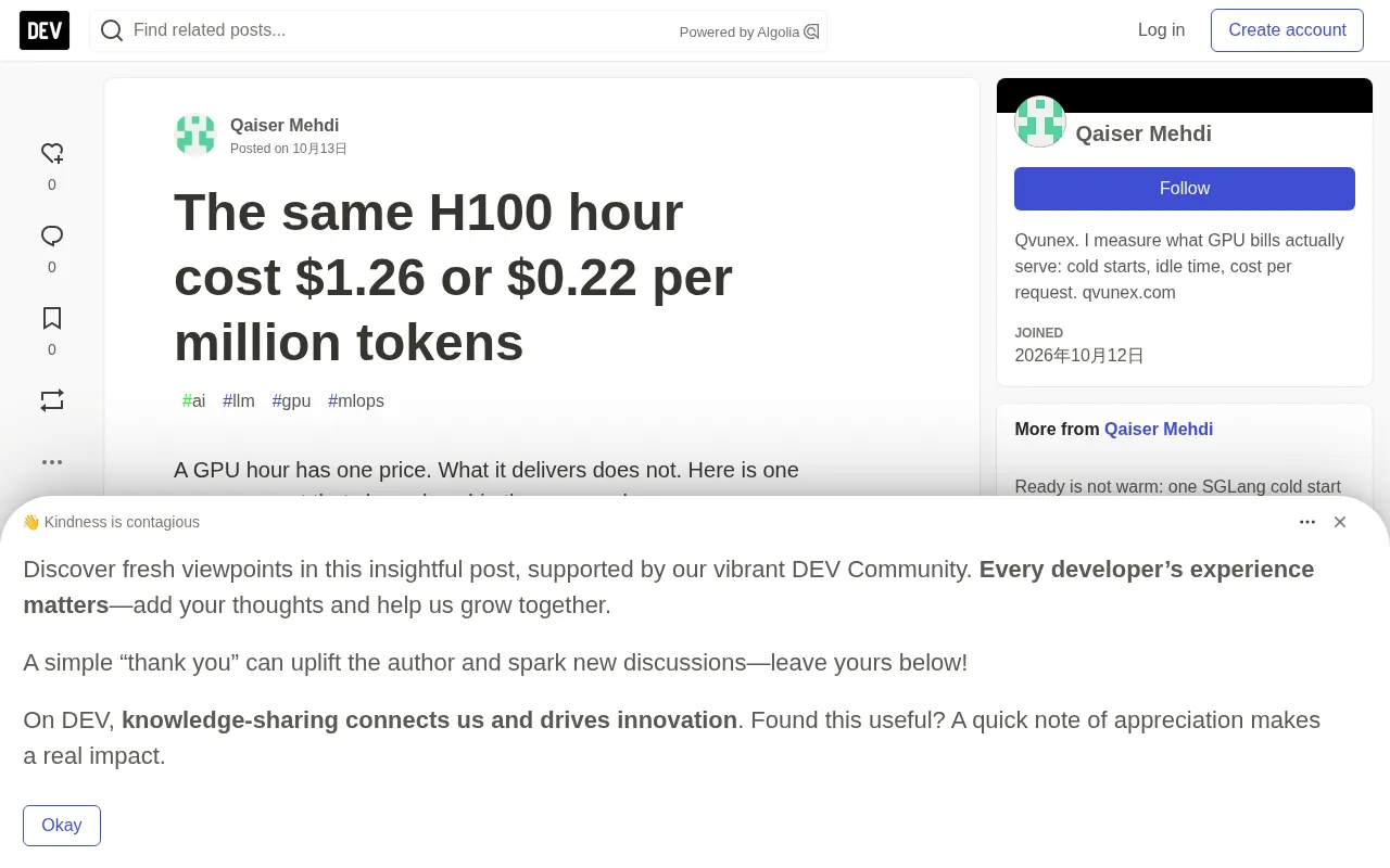 Same H100, Why Does Cost Per Million Tokens Differ by 5.5x?