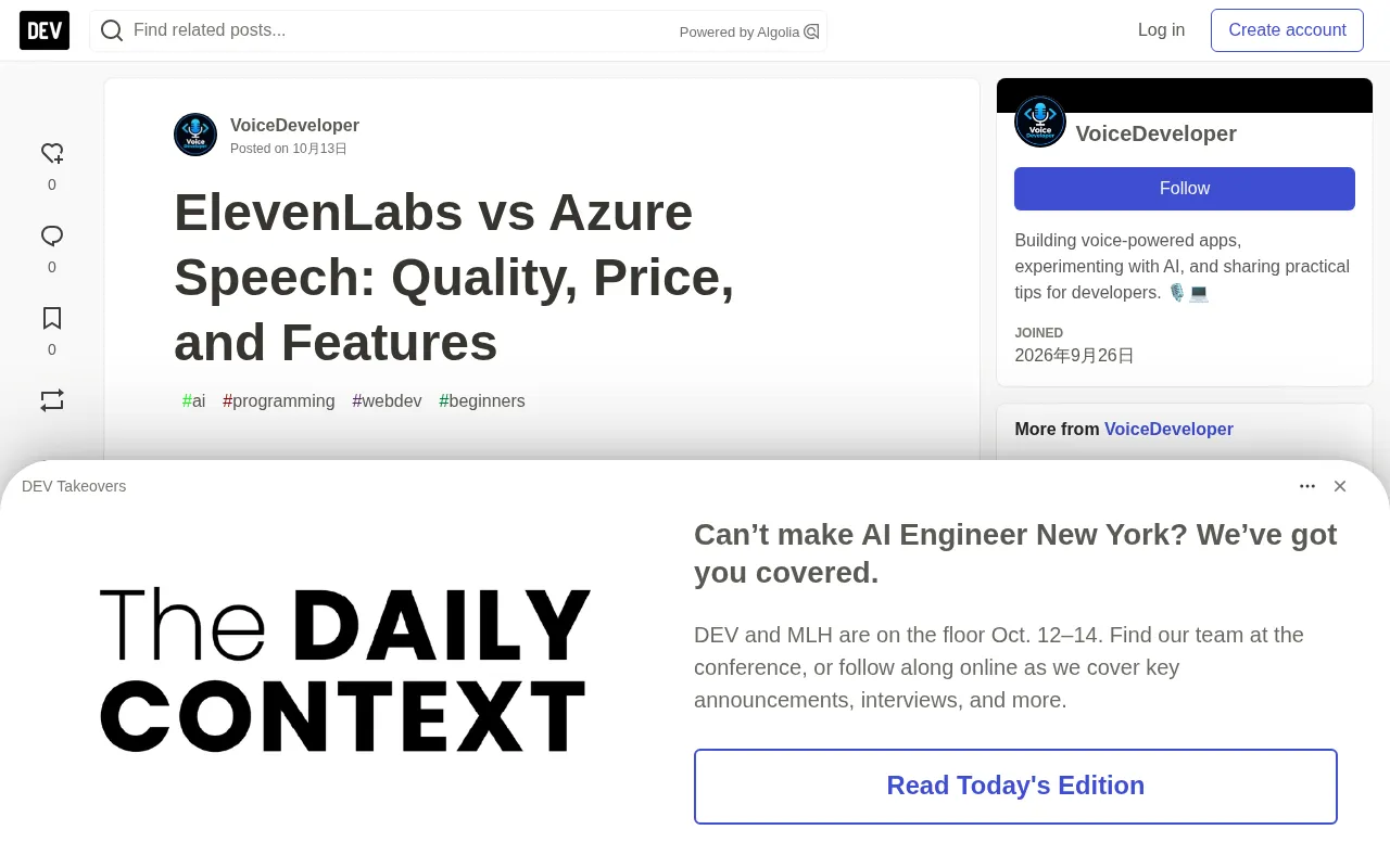 ElevenLabs vs Azure Speech: A Comprehensive Comparison of Voice Synthesis Quality, Pricing, and Features
