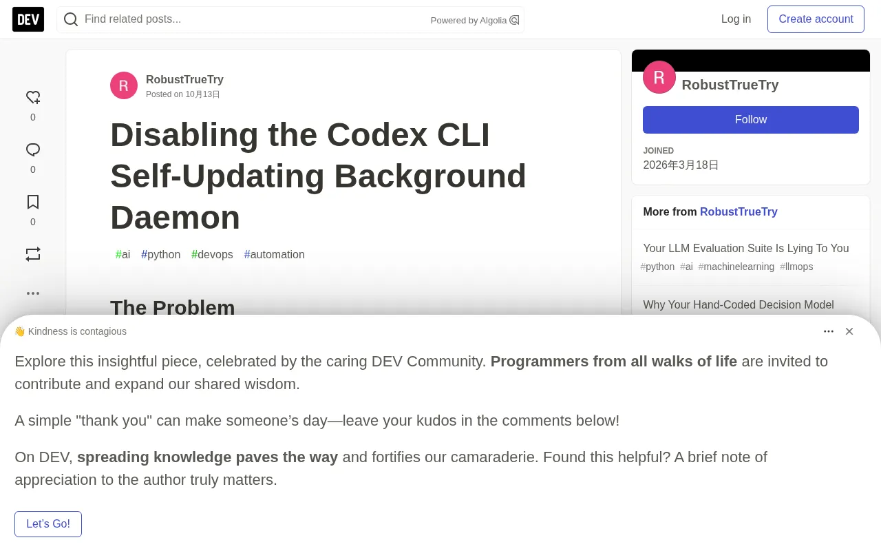 Disabling the Codex CLI Background Daemon: Methods and Trade-off Analysis