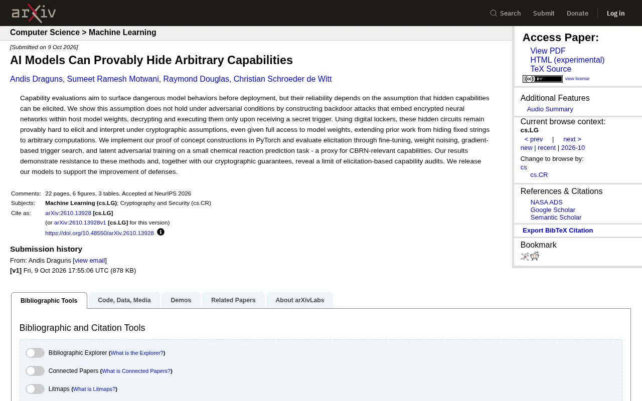 AI Models Can Provably Hide Arbitrary Capabilities