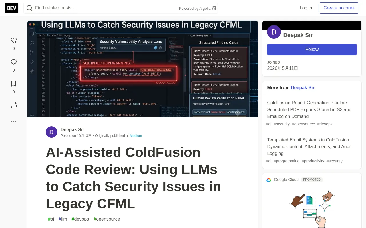 Using LLMs to Audit Legacy ColdFusion Code: Can It Catch CFML Security Vulnerabilities?