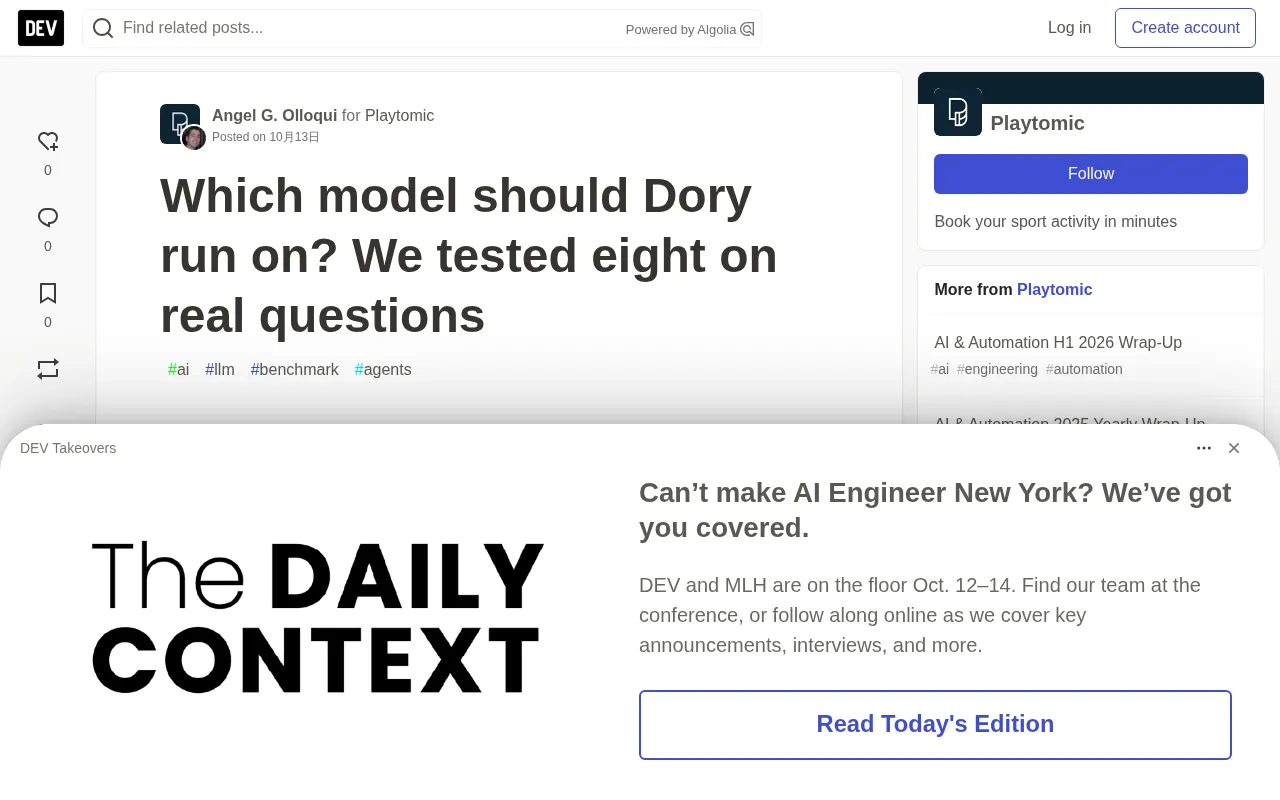 Eight AI Models Tested: A Full Record of Dory's Production Environment Model Selection