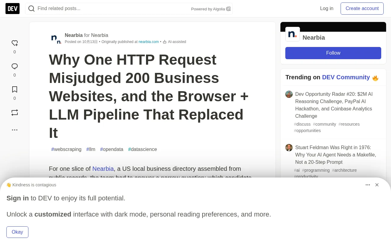 One HTTP Request Misjudged 200 Websites: How a Browser + LLM Pipeline Turned It Around