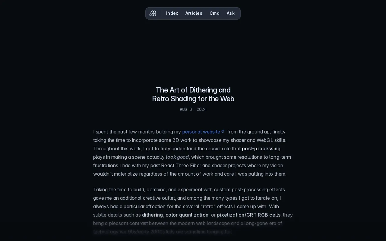 Retro Rendering on the Web: Dithering and the Art of Retro Shading