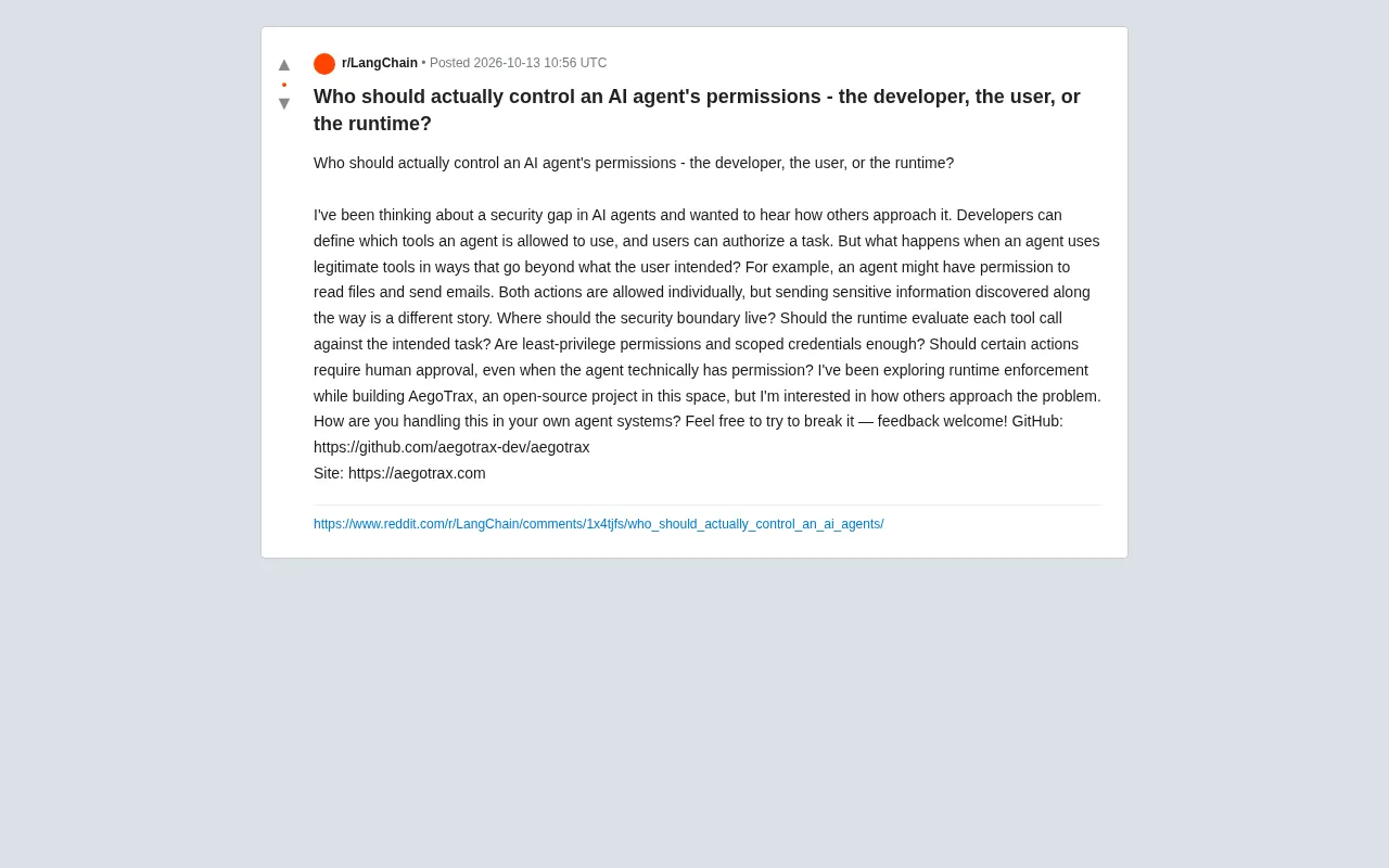 Reddit discussion: The question of AI Agent permission ownership