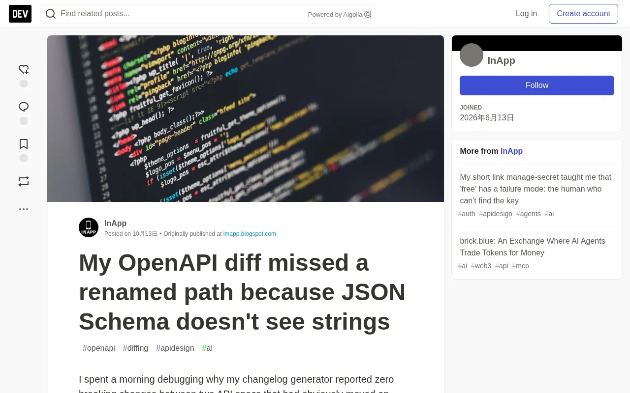 rss source: My OpenAPI diff missed a renamed path because JSON Schema doesn't see strings