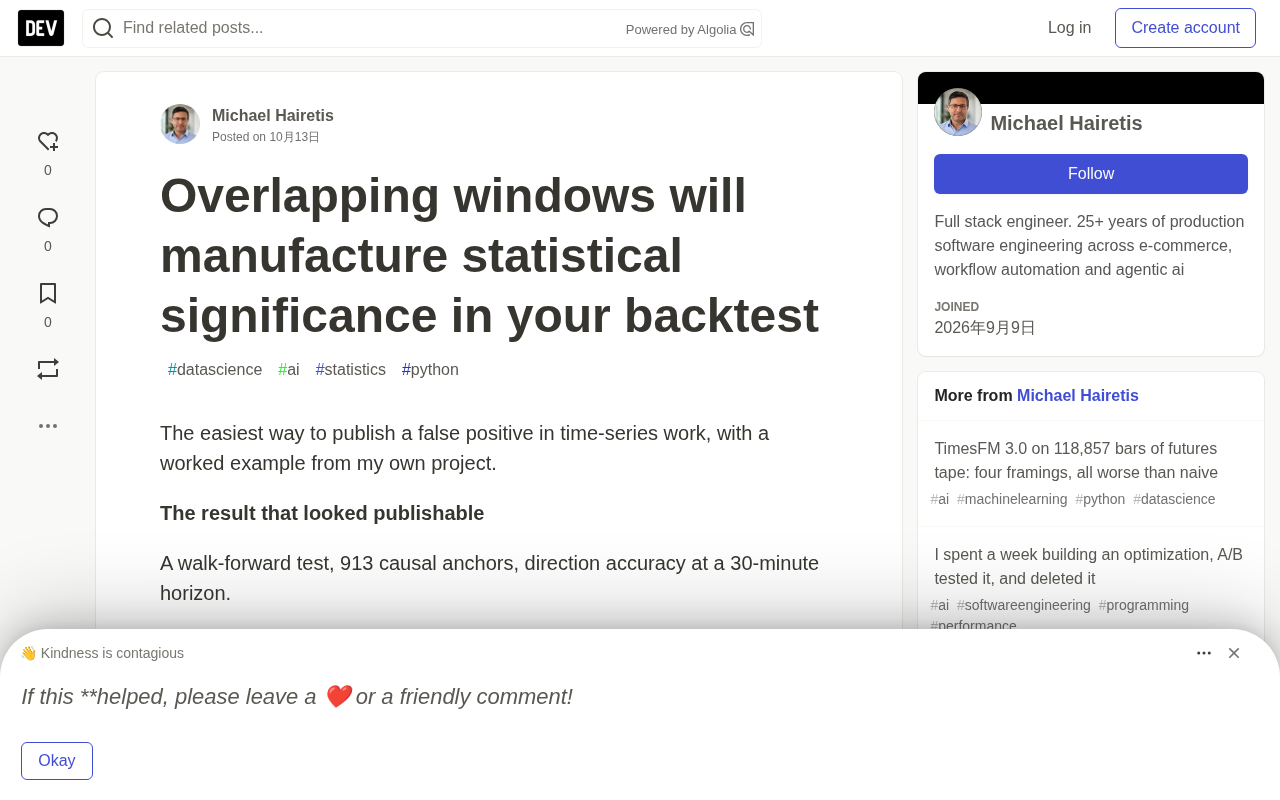 How Overlapping Windows Manufacture Statistical Significance Out of Thin Air: The Invisible Trap in Backtesting