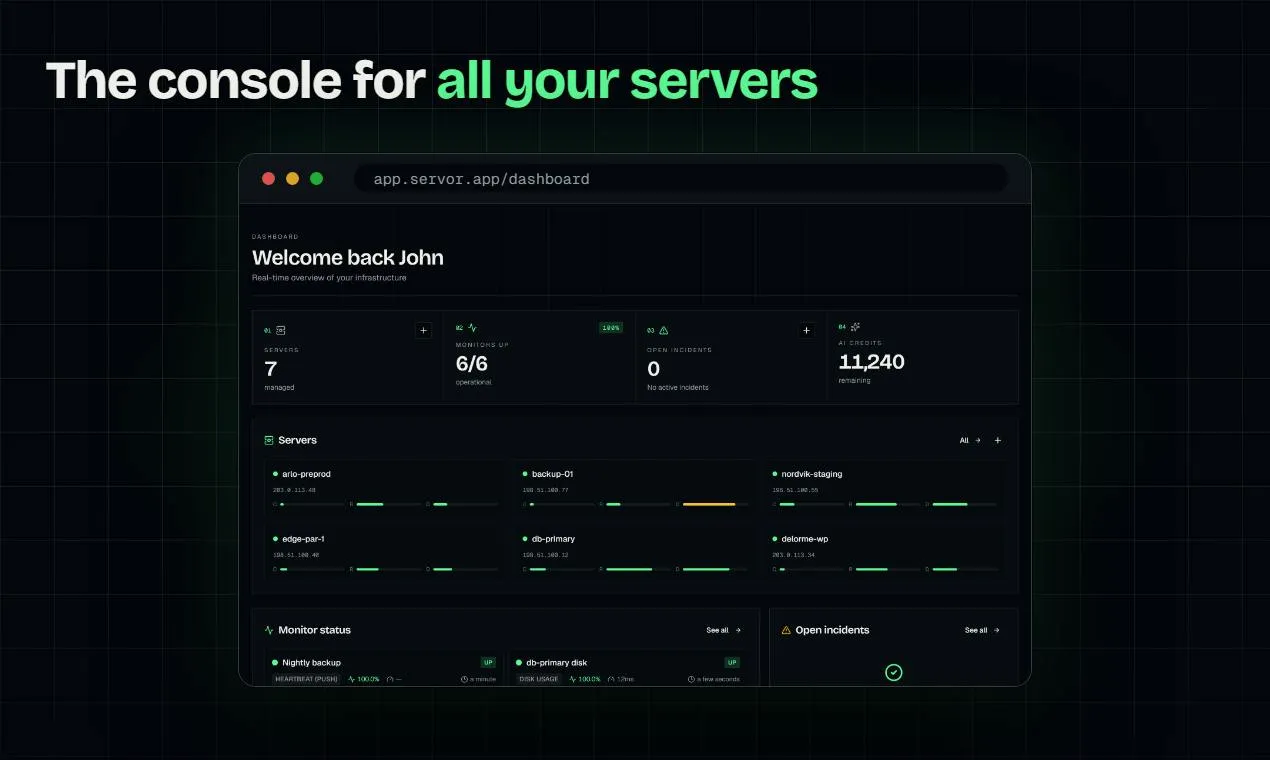 Servor: One console to run and monitor all your servers