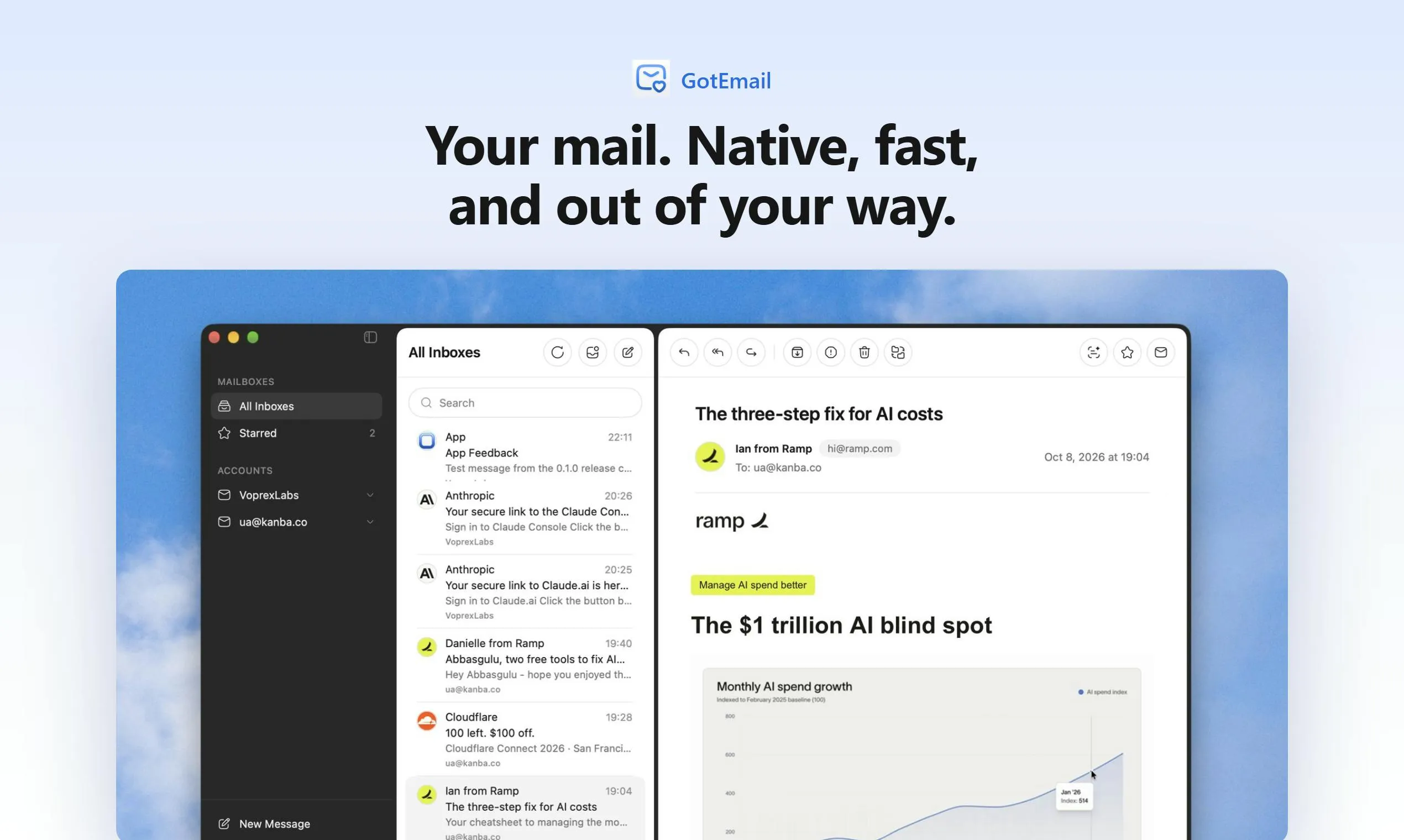 GotEmail: A Native Mac Email Client with One-Click Verification Code Extraction + AI Assistant