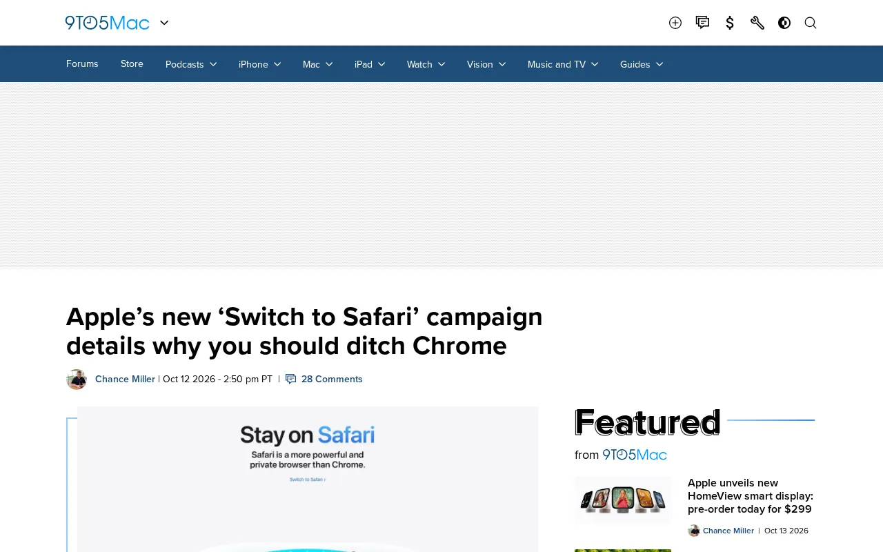 苹果发起"Switch to Safari"campaign,说服用户抛弃Chrome