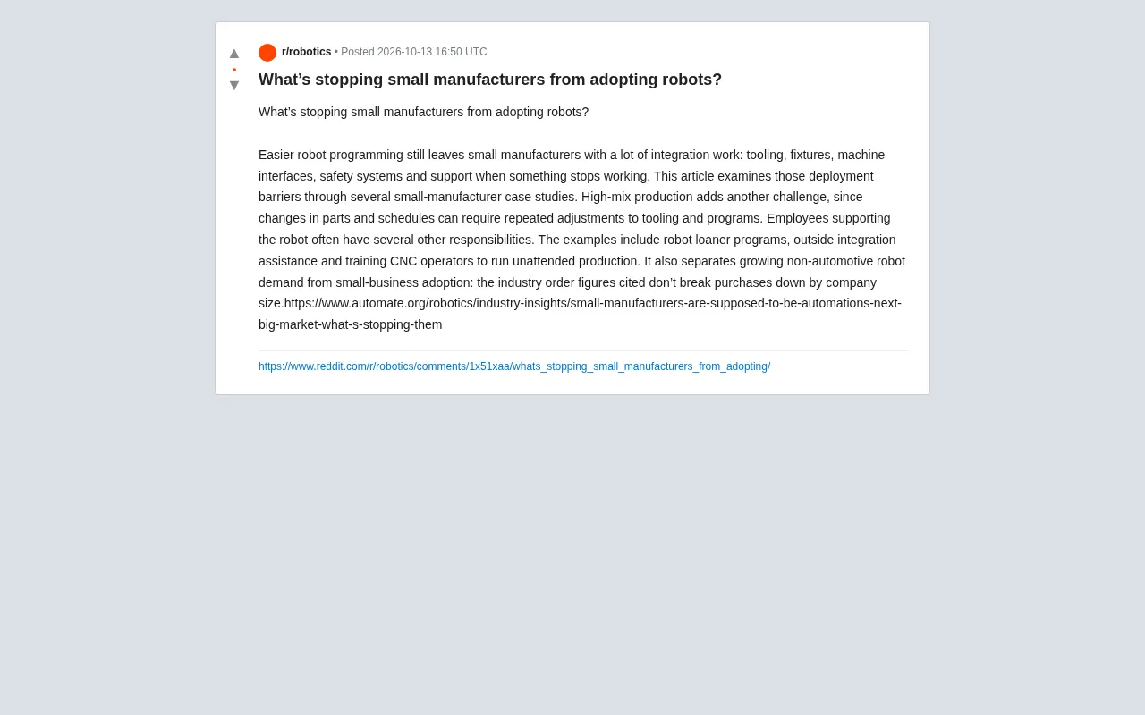 Why Small Manufacturers Are Slow to Adopt Robots: Five Key Barriers to Implementation