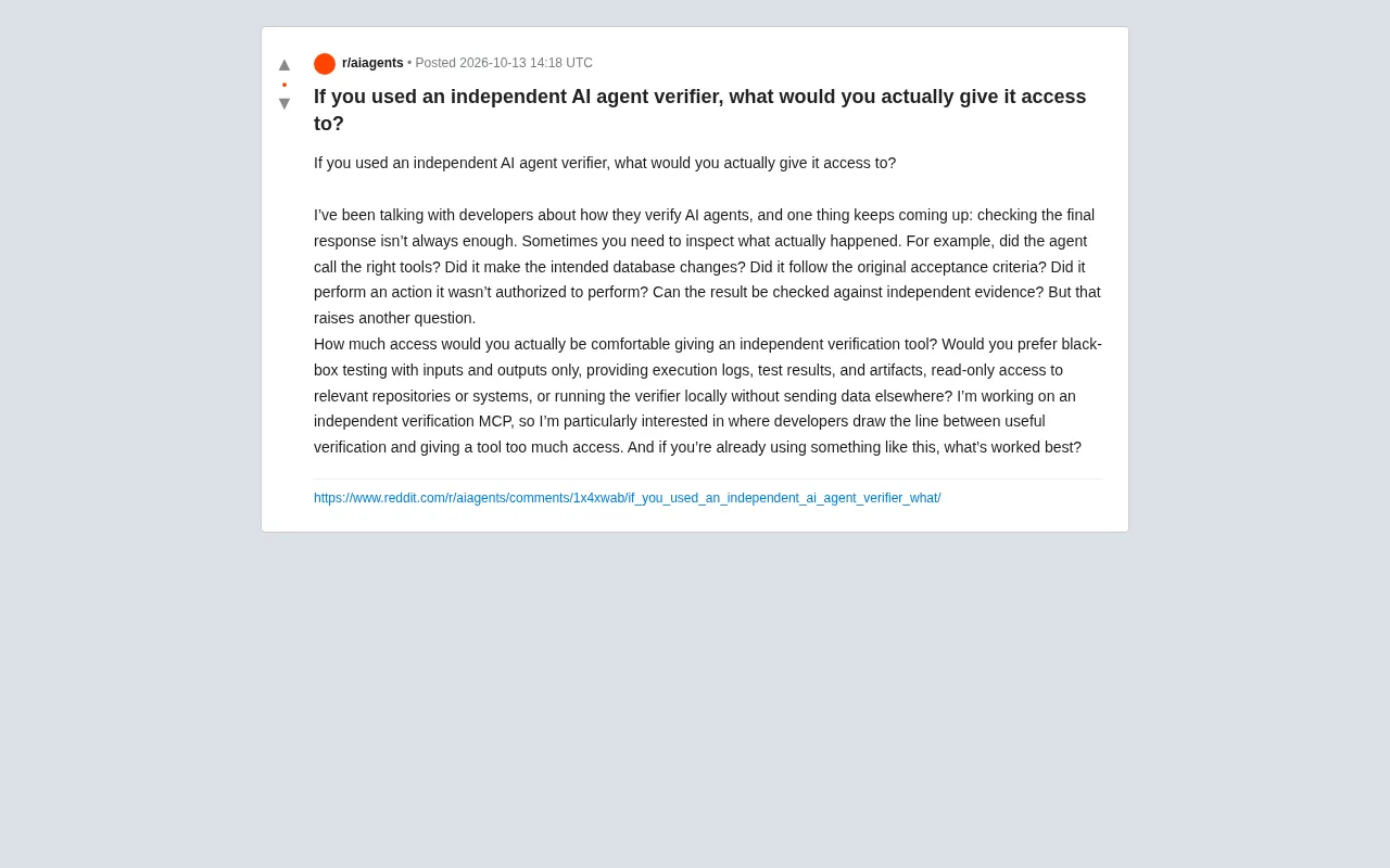How Much Access Should an Independent AI Agent Verifier Have? Where Do Developers Draw the Line?