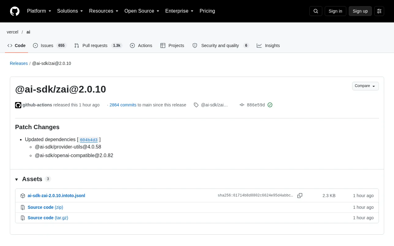 rss source: @ai-sdk/zai@2.0.10