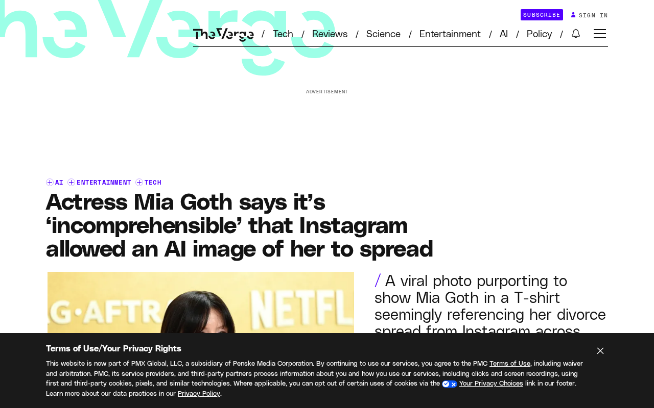 Mia Goth怒斥Instagram放任AI假图:认证账号也难逃AI伪造