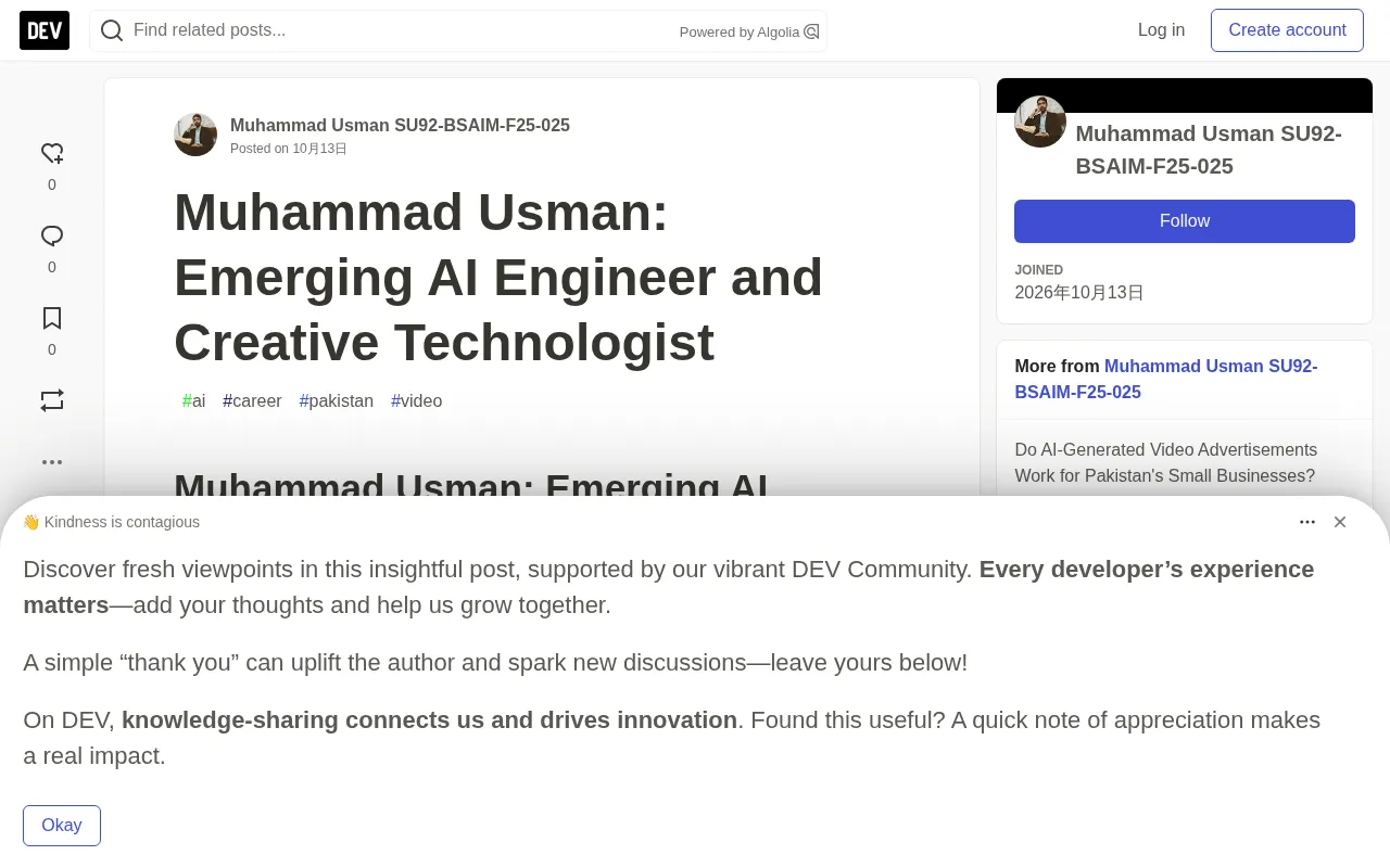 Muhammad Usman: A New Model for AI Video Creators in Pakistan
