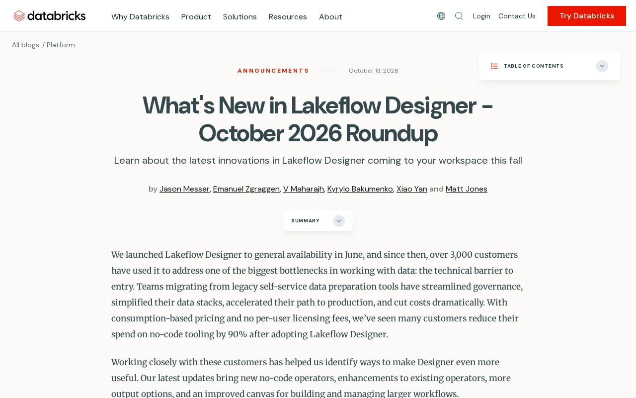 Lakeflow Designer October Update Overview