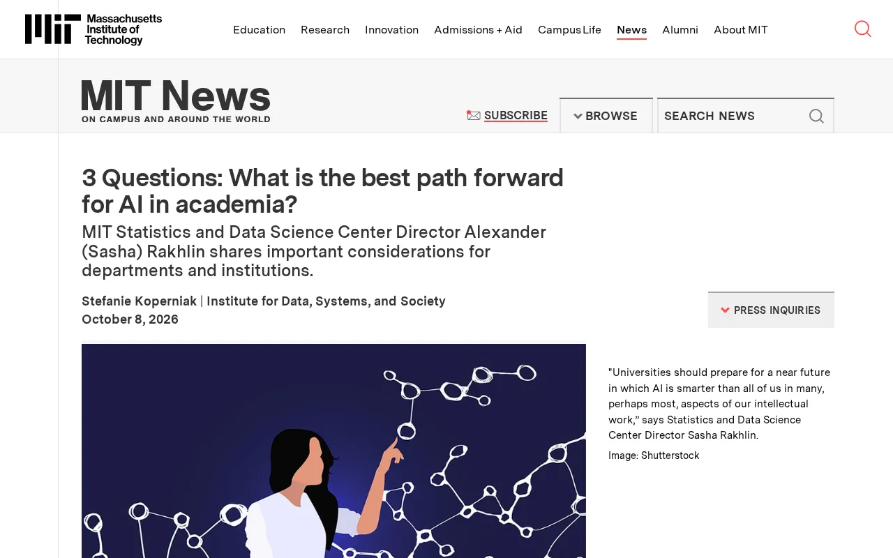 rss source: 3 Questions: What is the best path forward for AI in academia?