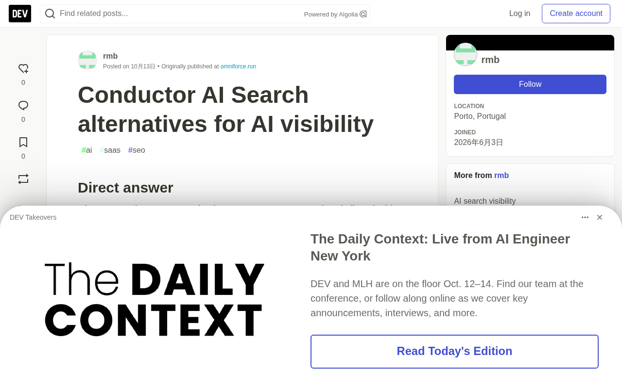 Conductor AI Search 与 OmniForce:AI 可见性工具选型指南