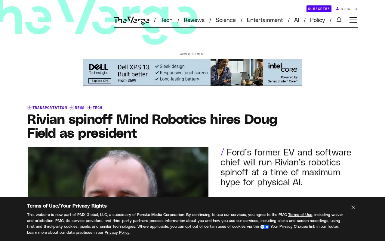 Rivian旗下Mind Robotics挖来Doug Field任总裁