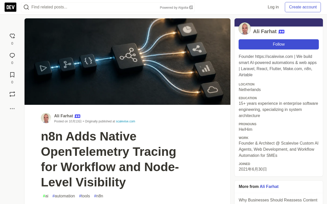 n8n Native OpenTelemetry Integration: Workflow and Node-Level Tracing