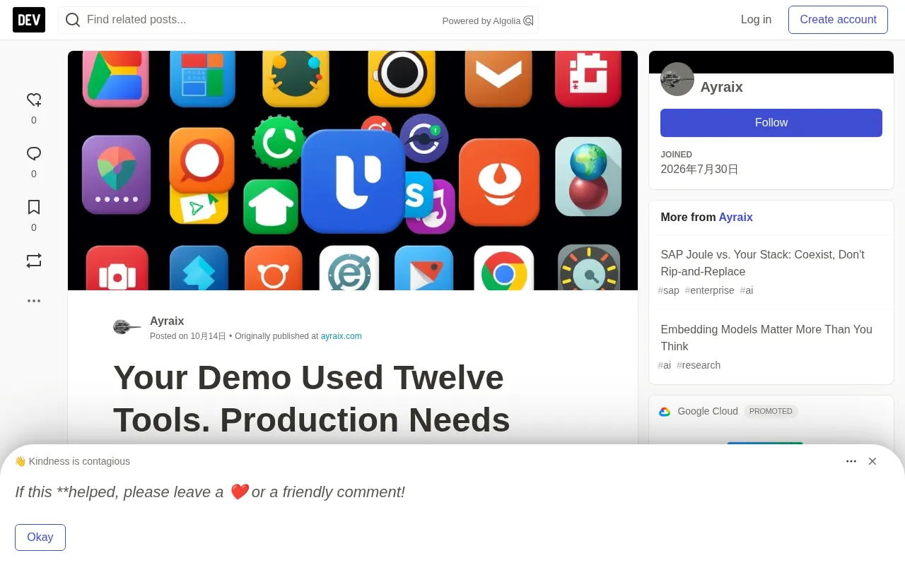 An AI Agent Demo Uses 12 Tools, But Production Needs Just 1 Job