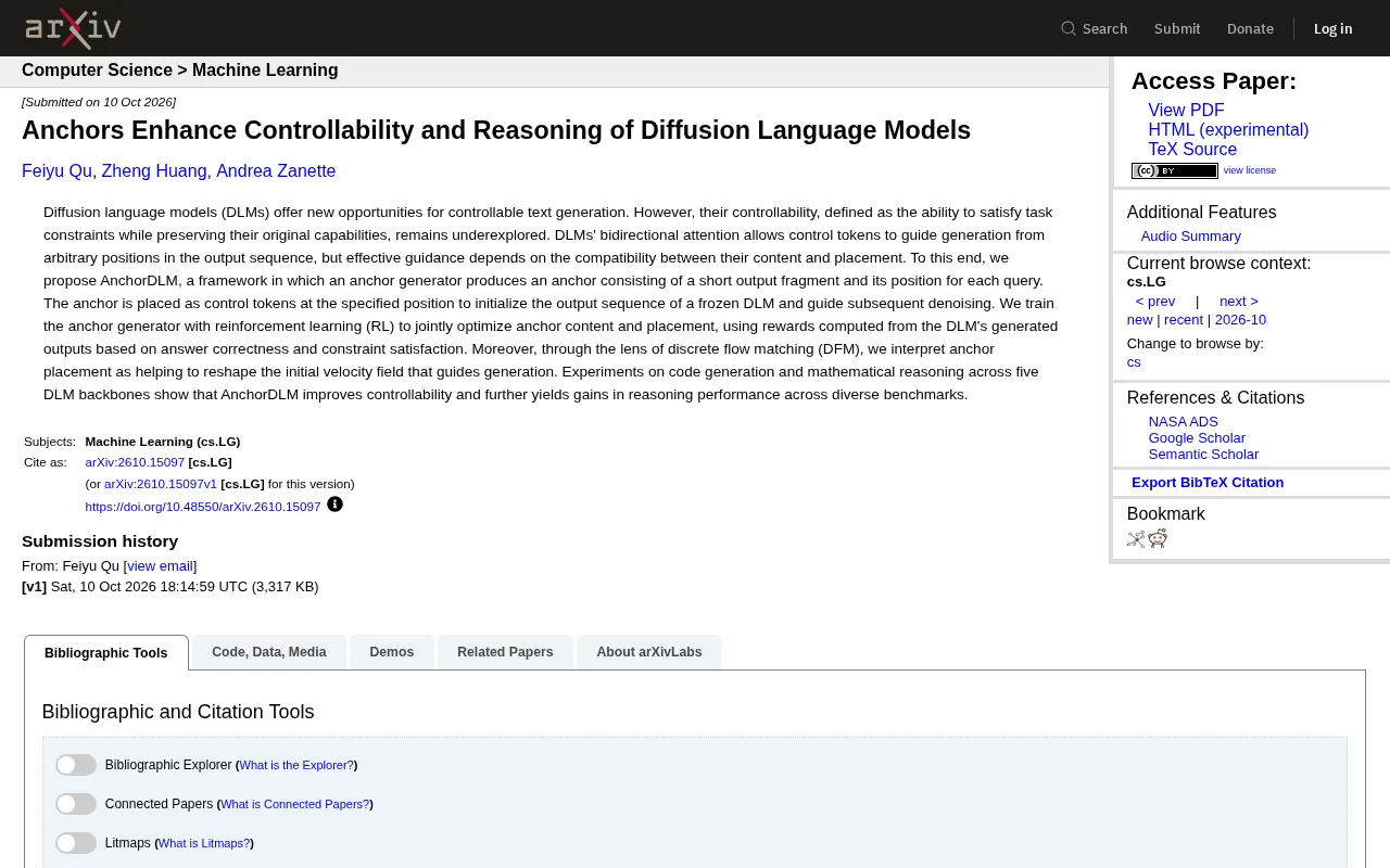 Anchors Enhance Controllability and Reasoning of Diffusion Language Models