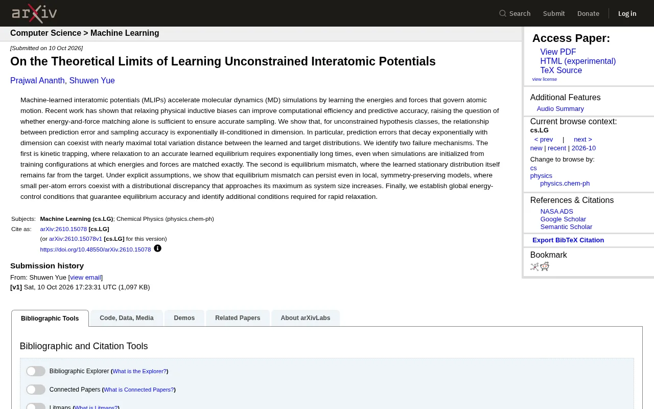 rss source: On the Theoretical Limits of Learning Unconstrained Interatomic Potentials