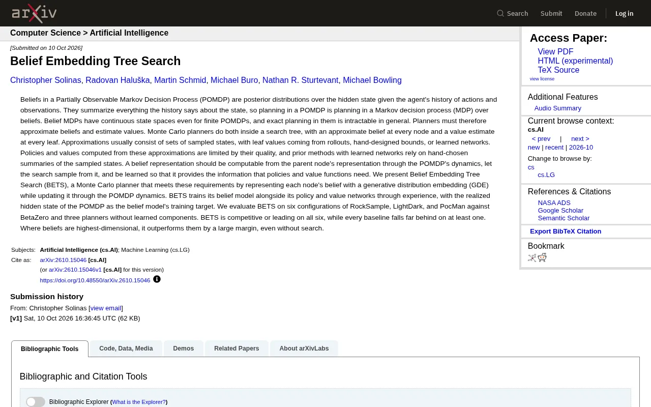 BETS: Cracking POMDP Planning with Belief Embedding Tree Search