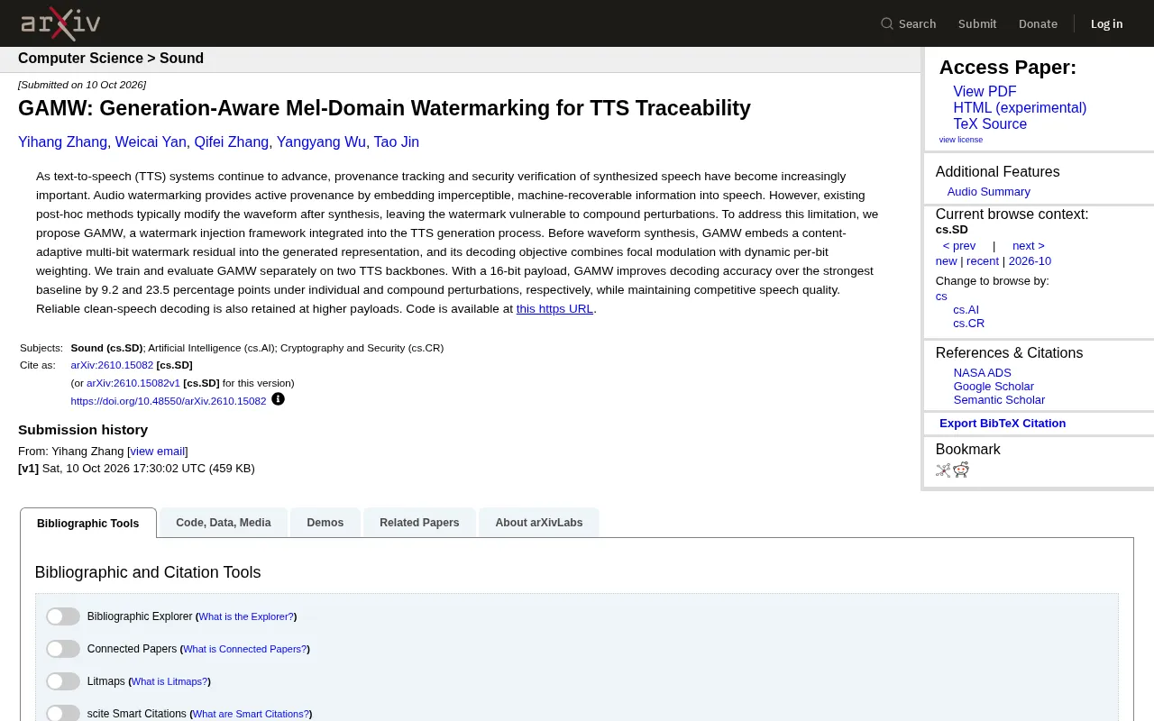 GAMW: Generation-Aware Mel-Domain Watermarking Offers New Approach to TTS Audio Provenance