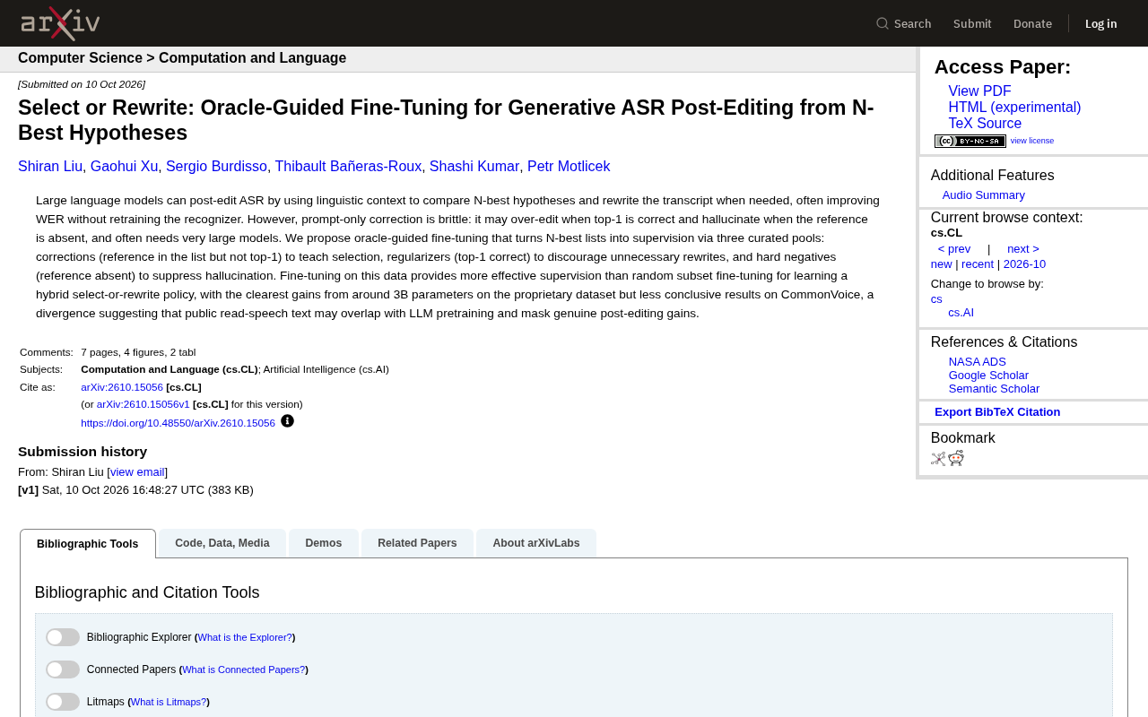 Oracle-Guided Fine-Tuning: Teaching Generative ASR Post-Editing to Select and Rewrite